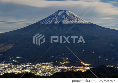 Mt. Fuji in the moonlight seen from Mitsutoge Mt. Fuji in the moonlight seen from Mitsutoge 89706207