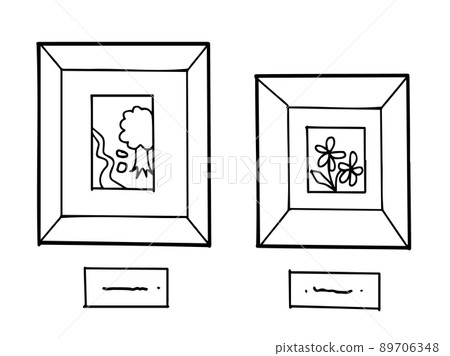 Paintings and photographic works exhibited in the gallery (line drawing illustrations) 89706348