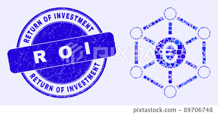 Blue Grunge Return of Investment R O I Stamp Seal and Euro Network Mosaic Blue Grunge Return of Investment R O I Stamp Seal and Euro Network Mosaic 89706748