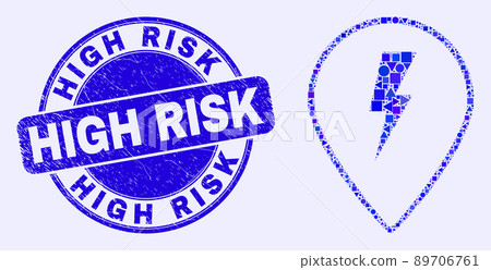Blue Distress High Risk Stamp Seal and Electric Map Marker Mosaic Blue Distress High Risk Stamp Seal and Electric Map Marker Mosaic 89706761
