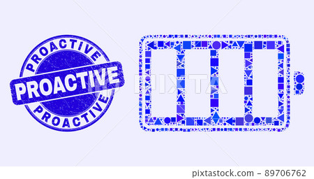 Blue Distress Proactive Stamp and Electric Battery Mosaic 89706762