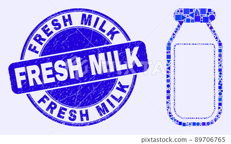 Blue Grunge Fresh Milk Stamp and Drinking Bottle Mosaic Blue Grunge Fresh Milk Stamp and Drinking Bottle Mosaic 89706765