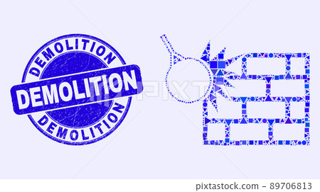 Blue Distress Demolition Stamp and Crush the Wall Mosaic 89706813