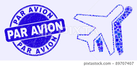 Blue Distress Par Avion Seal and Aviation Mosaic 89707407