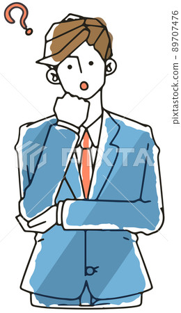 Illustration of a businessman in a suit with a question mark Illustration of a businessman in a suit with a question mark 89707476