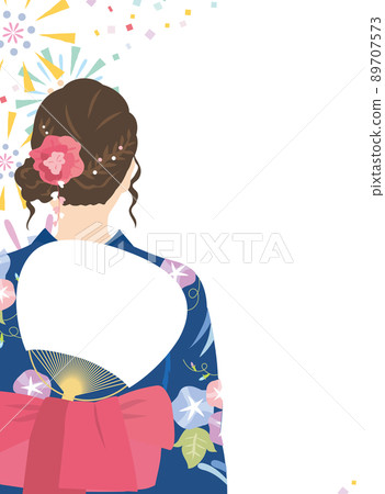 A woman in a yukata, back A woman in a yukata, back 89707573