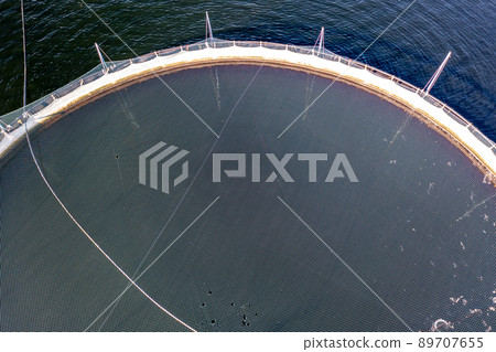 Aerial view of fish farm in County Donegal - Ireland 89707655
