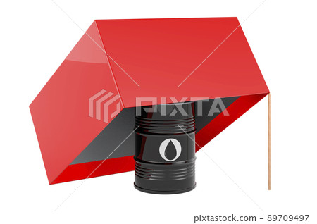 Trap with oil barrel inside, 3D rendering Trap with oil barrel inside, 3D rendering 89709497
