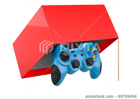 Trap with game controller inside. Gambling Addiction concept. 3D rendering 89709498