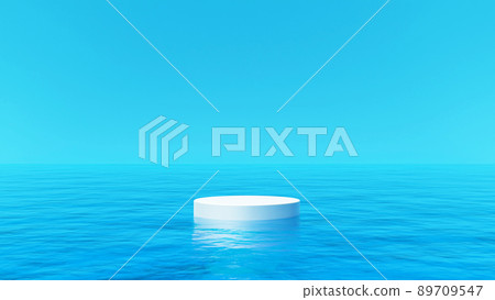 A circular base that stands on the surface of the water like a wide sea. Summery background image. 89709547