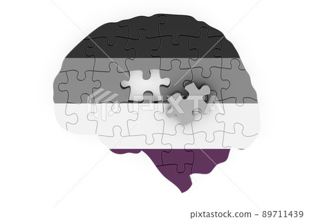 Brain with asexual flag. 3D rendering Brain with asexual flag. 3D rendering 89711439