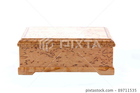 Box of karelian birch on white background 89711535
