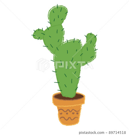 Cute hand drawn colored vector cactus in the pot in cartoon style Cute hand drawn colored vector cactus in the pot in cartoon style 89714518