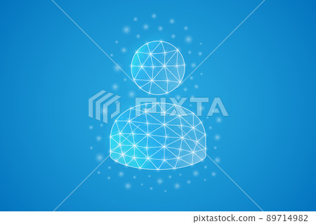 User avatar low poly symbol with white connected dots. 3d geometric polygonal Profile. Teamwork, businessman design vector illustration. 89714982