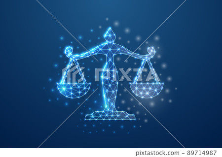 Scales 3d symbol in blue low poly style. Justice, law design concept vector illustration. Balance polygonal wireframe. Scales 3d symbol in blue low poly style. Justice, law design concept vector illustration. Balance polygonal wireframe. 89714987