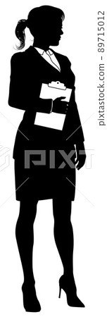 Business People Woman With Clipboard Silhouette 89715012