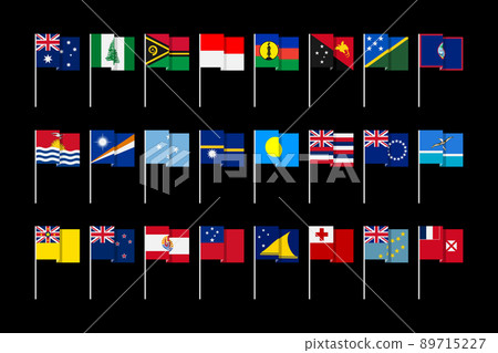 Flags of states and dependent territories of Australia and Oceania. 89715227