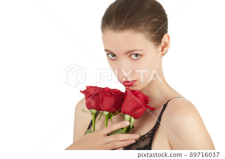 woman with roses woman with roses 89716037