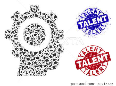 Cyborg Gear Mosaic of Debris with Talent Scratched Rubber Imprints 89716786