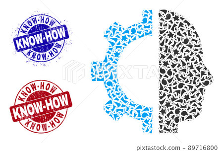 Cyborg Gear Mosaic of Fragments with Know-How Grunge Stamps Cyborg Gear Mosaic of Fragments with Know-How Grunge Stamps 89716800