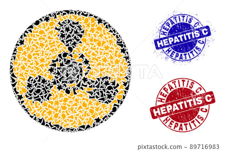 Chemical Danger Mosaic of Shards with Hepatitis C Scratched Rubber Imprints 89716983