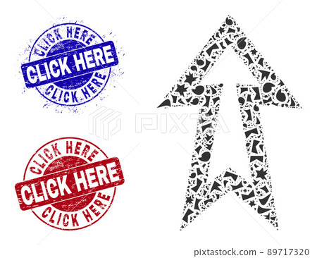 Arrow Up Mosaic of Shatters with Click Here Scratched Seals 89717320