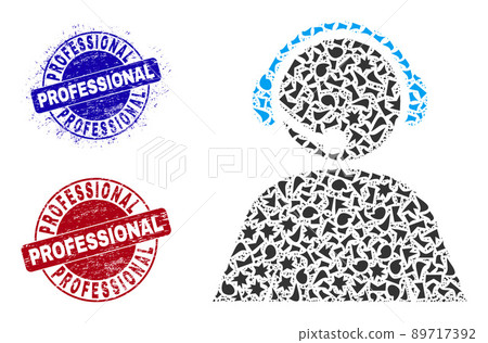 Call Center Operator Mosaic of Fractions with Professional Distress Seals Call Center Operator Mosaic of Fractions with Professional Distress Seals 89717392
