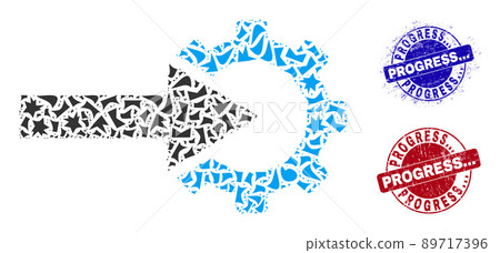 Cog Integration Mosaic of Fractions with Progress... Grunge Seals 89717396