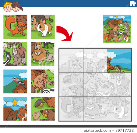jigsaw puzzle task with cartoon animal characters group jigsaw puzzle task with cartoon animal characters group 89717728