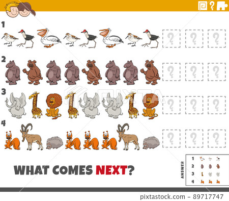 educational pattern task for children with cartoon animals educational pattern task for children with cartoon animals 89717747