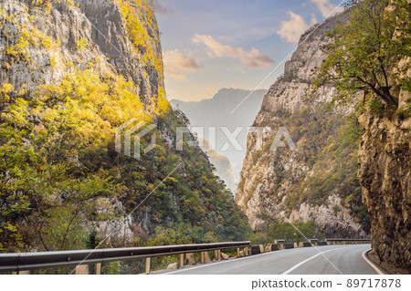 Beautiful Canyon of Moraca river in winter, Montenegro or Crna Gora, Balkan, Europe 89717878