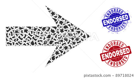Arrow Right Mosaic of Debris with Endorsed Scratched Stamps Arrow Right Mosaic of Debris with Endorsed Scratched Stamps 89718024