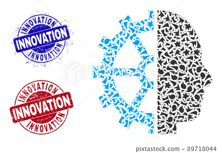 Cyborg Gear Mosaic of Fractions with Innovation... - Stock Illustration ...