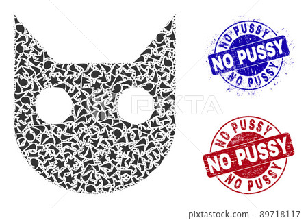 Cat Head Mosaic of Debris with No Pussy Distress Seal Stamps 89718117