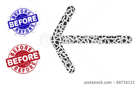 Arrow Left Mosaic of Shatters with Before Textured Stamps 89718131