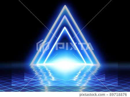 具有科學技術概念的三角形光隧道的 3D 插圖 具有科學技術概念的三角形光隧道的 3D 插圖 89718876