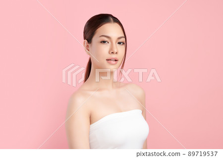 Beautiful young asian woman with clean fresh skin on pink background, Face care, Facial treatment, Beautiful young asian woman with clean fresh skin on pink background, Face care, Facial treatment, 89719537