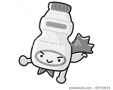 Illustration of hero character of lactic acid bacteria drink (black and white) Illustration of hero character of lactic acid bacteria drink (black and white) 89719658