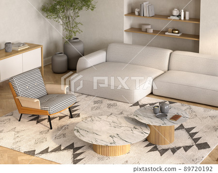 Modern style conceptual interior room 3d illustration Modern style conceptual interior room 3d illustration 89720192