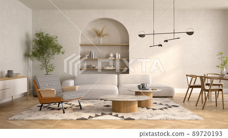 Modern style conceptual interior room 3d illustration 89720193