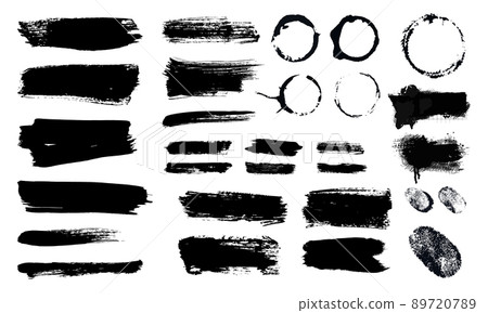 Brush strokes. Vector paintbrushes set. Grunge design elements. Rectangle text boxes, ink brush stroke. Dirty distress texture banners. Ink splatters. Grungy painted texture isolated on white. Brush strokes. Vector paintbrushes set. Grunge design elements. Rectangle text boxes, ink brush stroke. Dirty distress texture banners. Ink splatters. Grungy painted texture isolated on white. 89720789