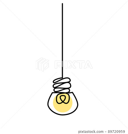 Material of a hanging light bulb, a one-stroke illustration 89720959