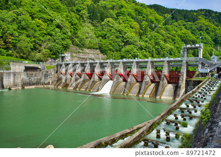 State of Shogawa-Goguchi Dam and Shogawa in May State of Shogawa-Goguchi Dam and Shogawa in May 89721472