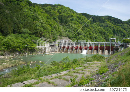 State of Shogawa-Goguchi Dam and Shogawa in May State of Shogawa-Goguchi Dam and Shogawa in May 89721475
