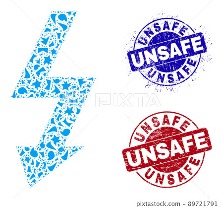 High Voltage Mosaic of Fractions with Unsafe Grunge Stamps 89721791
