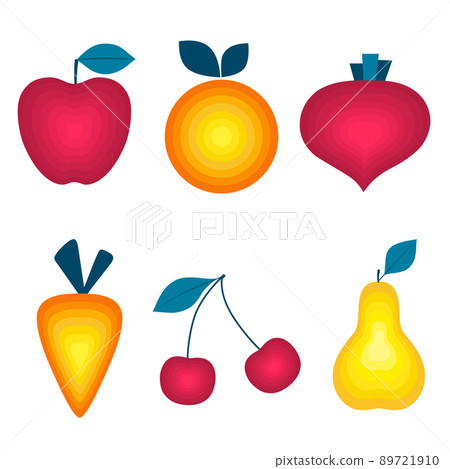 Set of organic fruits, vegetables and berries. 89721910