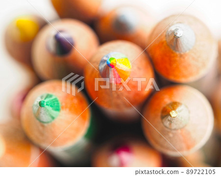 An eyebrow shot of colored pencils with various colors An eyebrow shot of colored pencils with various colors 89722105