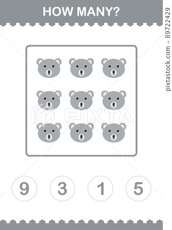 How Many Koala face. Worksheet for kids 89722429