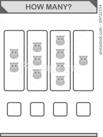 How Many Zebra face. Worksheet for kids 89722554