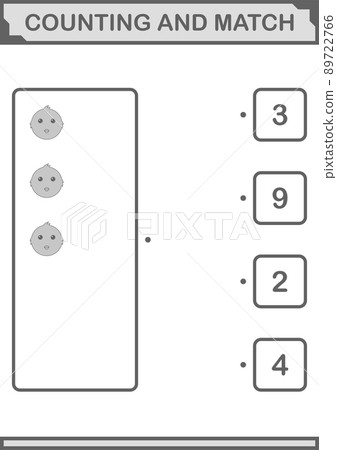 Counting and match Chicken face. Worksheet for kids Counting and match Chicken face. Worksheet for kids 89722766